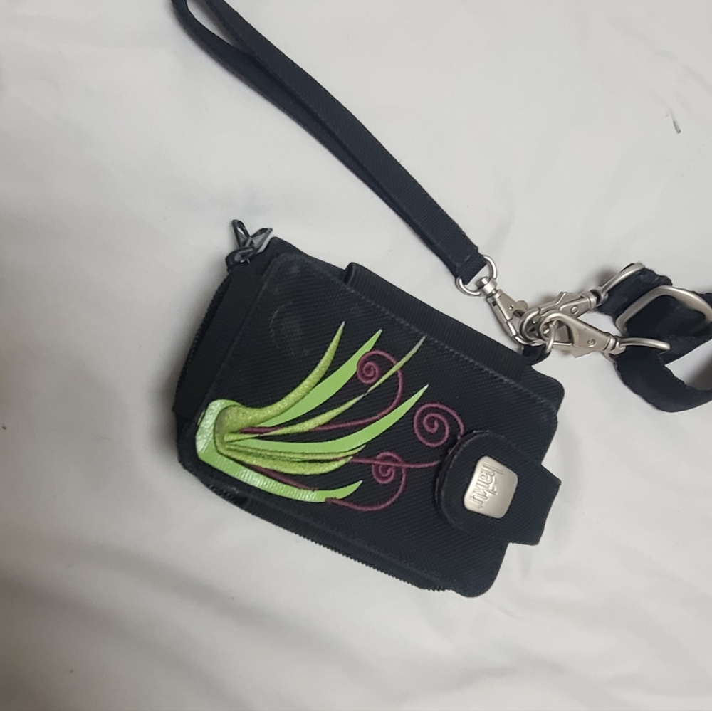 Haiku Stylish Black Phone Case Wallet with Green and Purple Design - Picture 8 of 8